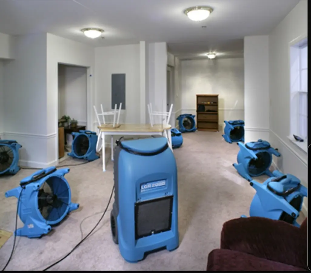 Air movers and dehumidifier setup for Water Extraction & Removal in Troy